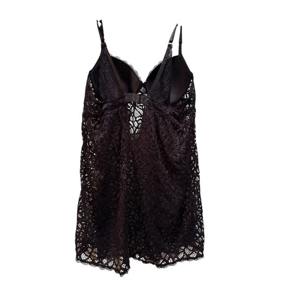 Black Lace Lingerie Babydoll 1X Fairycore Whimsygoth Goth Coquette Lace - Picture 4 of 10